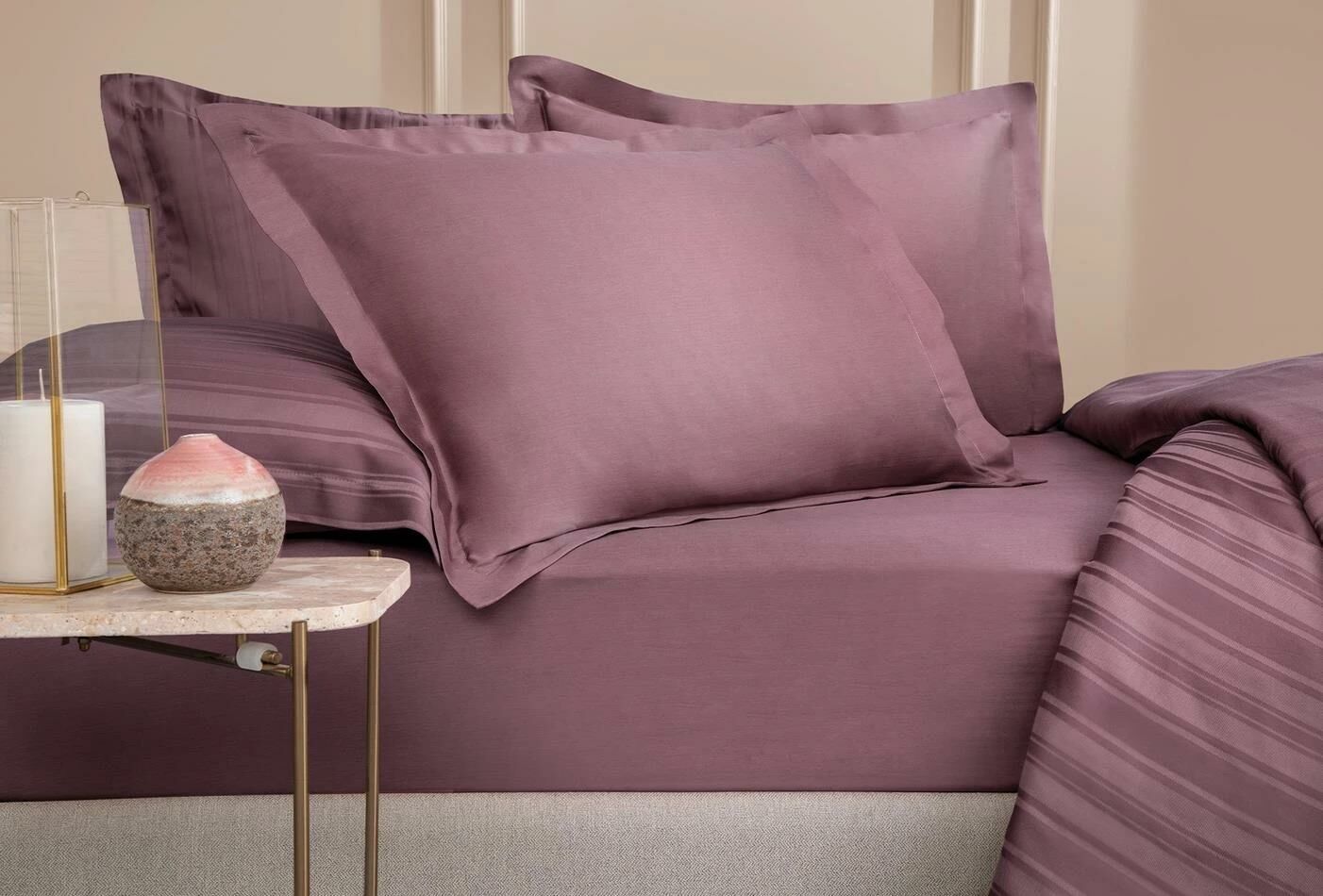 Yataş Bedding 160x200x36 Cift Kişilik Maisy Bambu Saten Lastikli Çarşaf - Mürdüm