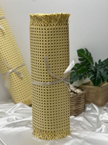 PVC Plastik Örme Sarı Dekoratif Hasır Hazeran 60 cm