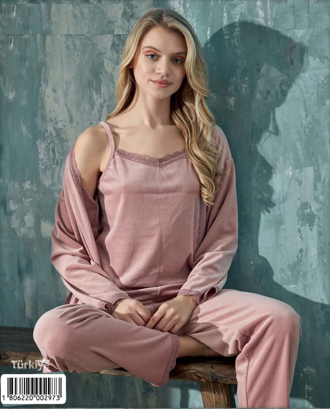 Mihra Kadın Kadife Üçlü Pijama Takım