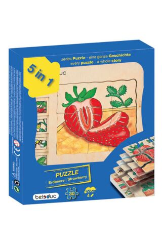 Beleduc Oluşum Ahşap Puzzle – Çilek (30 Parçalı Ahşap Yapboz)