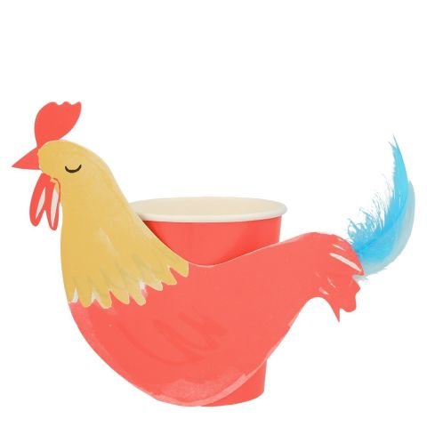 Meri Meri - On The Farm Rooster Party Cups - Horoz Bardak