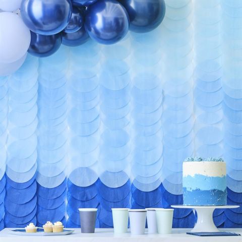 Ginger Ray - Backdrop Tissue Paper Discs Blue Ombre - Mavi Tonlar Arka Fon