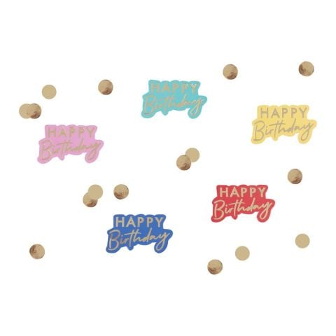 Ginger Ray - Table Confetti - Happy Birthday Multicoloured - Konfetiler