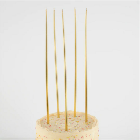 Meri Meri - Gold Tall Tapered Candles - Altın Uzun Mumlar - 12'li