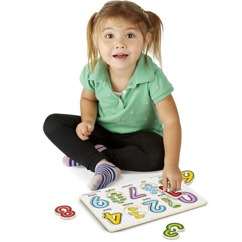 Melissa&Doug Ahşap Tutmalı Puzzle - Sayılar (10 Parça Yapboz)