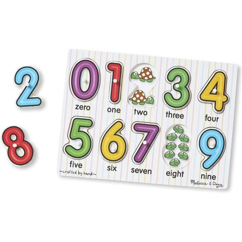 Melissa&Doug Ahşap Tutmalı Puzzle - Sayılar (10 Parça Yapboz)