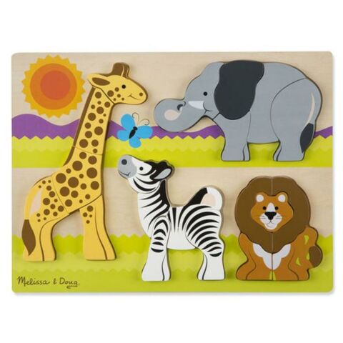 Melissa&Doug Ahşap Tombul Parçalı Puzzle - Safari Yapbozu