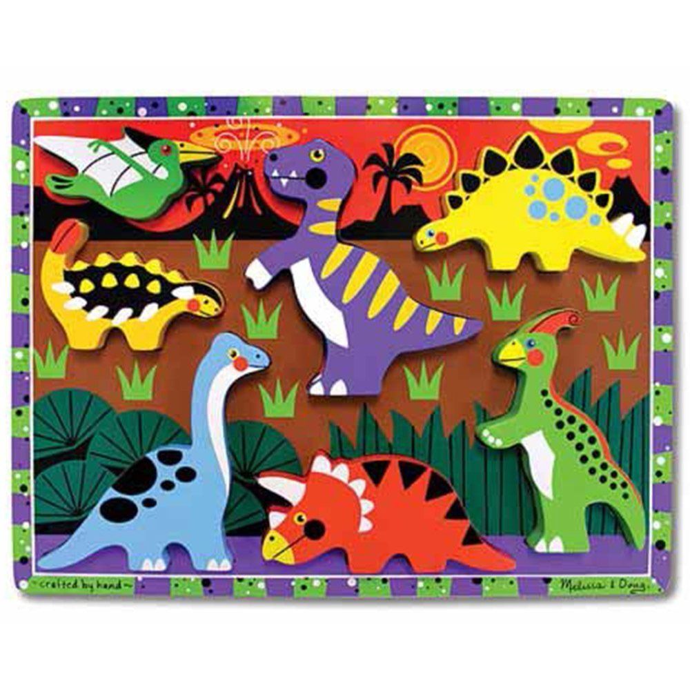 Melissa&Doug Ahşap Tombul Puzzle - Dinazorlar Yapboz