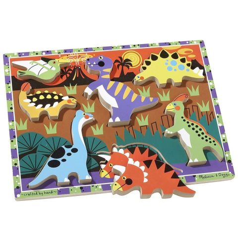 Melissa&Doug Ahşap Tombul Puzzle - Dinazorlar Yapboz