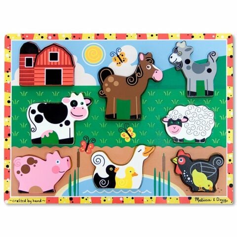 Melissa&Doug Ahşap Tombul Puzzle - Çiftlik Yapboz