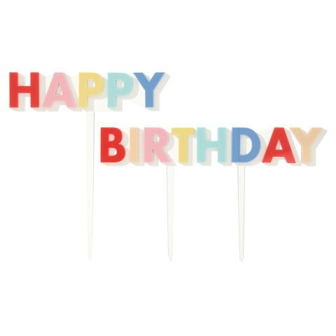 Meri Meri - Happy Birthday Acrylic Cake Toppers - Happy Birthday Akrilik Pasta Süsü