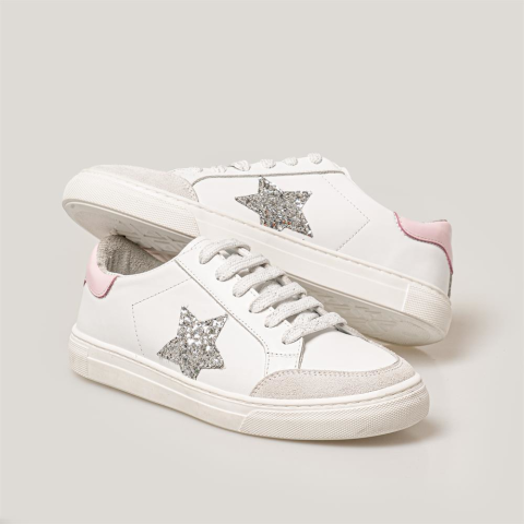 Merli&Rose Star Kadın Sneaker | Beyaz-Pembe-Silver