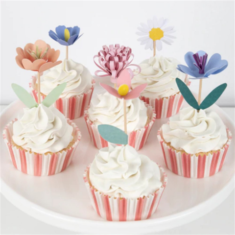 Meri Meri - Flower Garden Cupcake Kit - Çiçek Bahçesi Cupcake Seti - 24'lü