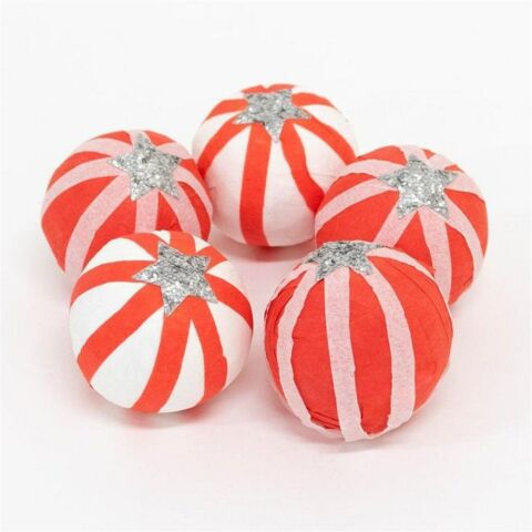 Meri Meri - Peppermint Candy Surprise Balls - Kırmızı Sürpriz Topları