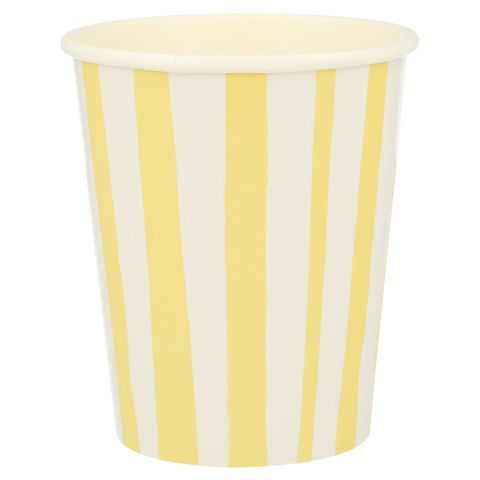 Meri Meri - Yellow Stripe Cups - Sarı Çizgili Bardaklar - 8'li