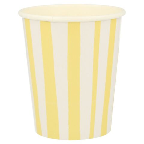 Meri Meri - Yellow Stripe Cups - Sarı Çizgili Bardaklar - 8'li