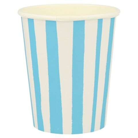 Meri Meri - Blue Stripe Cups - Mavi Çizgili Bardaklar - 8'li