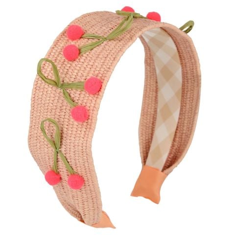 Meri Meri - Raffia Headband Cherries - Kirazlı Saç Bandı