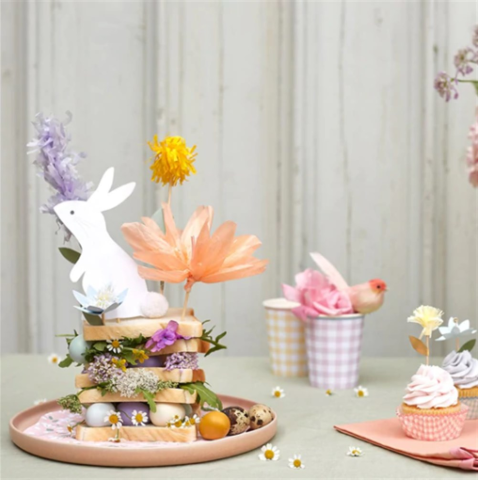 Meri Meri - Easter Cake Toppers - Çiçekli Tavşan Pasta Süsleri