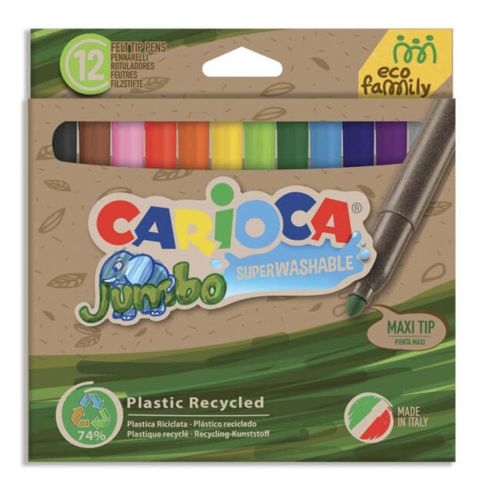 Carioca Eco Family Jumbo Superwashable Keçeli Boya Kalemi 12'li