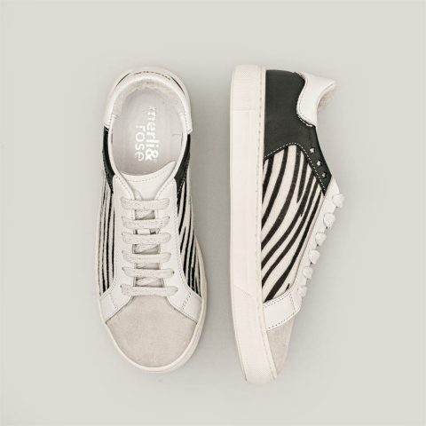 Merli&Rose Glow Kadın Sneaker | Beyaz-Beyaz Zebra-Beyaz