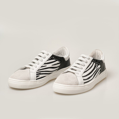 Merli&Rose Glow Kadın Sneaker | Beyaz-Beyaz Zebra-Beyaz