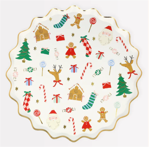 Meri Meri - Jolly Christmas Dinner Plates - Yeni Yıl Tabaklar (L) (8'li)