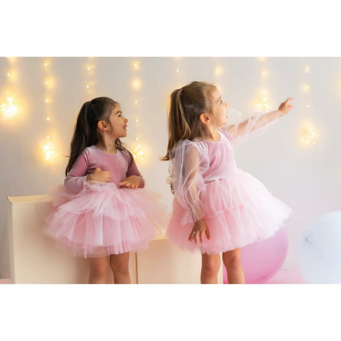 Mini Celebrities Kız Çocuk Balon Kol Tütü Elbise - Pembe
