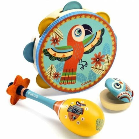 Djeco 3'lü Müzik Seti - Tambourine Maracas Castanet Set Of Instruments - Animambo