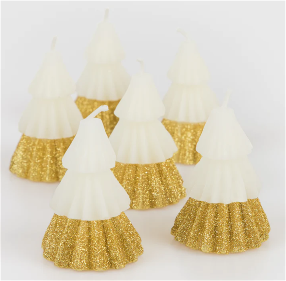 Meri Meri - Ivory Mini Tree Candles - Krem Mini Ağaç Mumlar (6'lı)