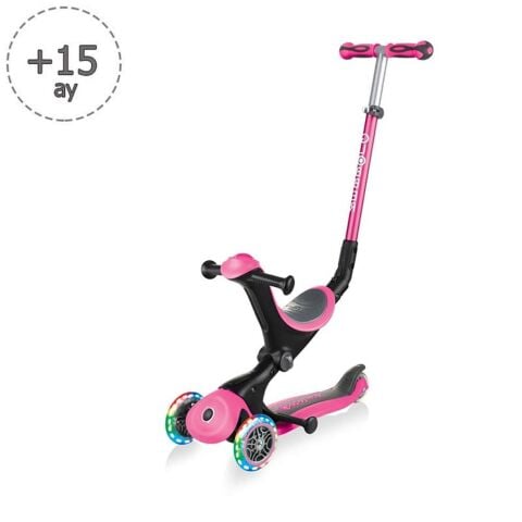 Globber Go Up Deluxe Işıklı Teker Scooter-Pembe