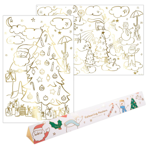 Meri Meri - Christmas Colouring Posters - Yeni Yıl Boyama Posterleri - 2'li