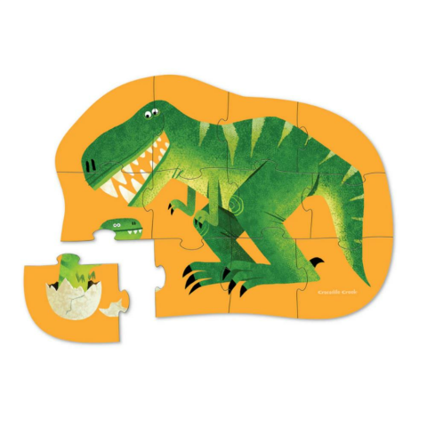 Crocodile Creek Mini Puzzle - 12 Parça - Dinozor Ve Yavrusu