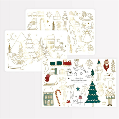 Meri Meri - Christmas Colouring Placemats - Yeni Yıl Boyamalı Amerikan Servisi - 8'li