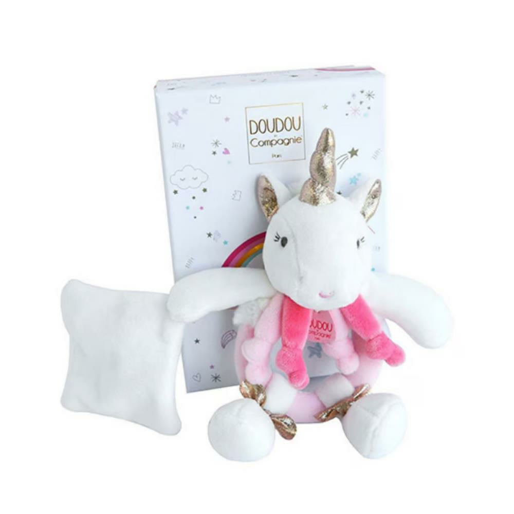 Doudou Hediye Kutulu Çıngıraklı Pembe Unicorn 17 cm