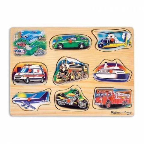 Melissa&Doug Ahşap Sesli Puzzle - Araçlar