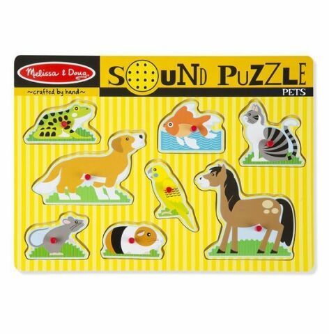 Melissa&Doug Ahşap Sesli Puzzle - Evcil Hayvanlar