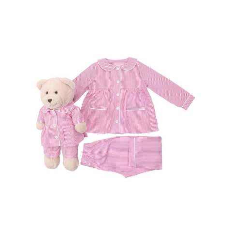 Luna Mia Pink Stripe Uyku Arkadaşlı Çocuk Pijama Seti
