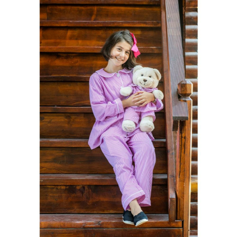 Luna Mia Pink Stripe Uyku Arkadaşlı Çocuk Pijama Seti