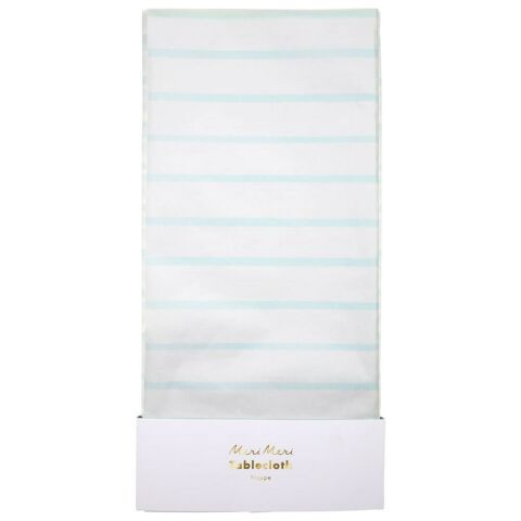 Meri Meri - Mint Stripe Paper Tablecloth - Mint Çizgili Masa Örtüsü