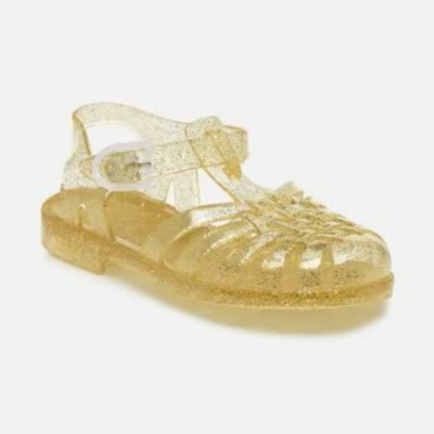 Meduse Sun Dore Pailette Sandals - Sandalet Şeffaf Simli Sarı