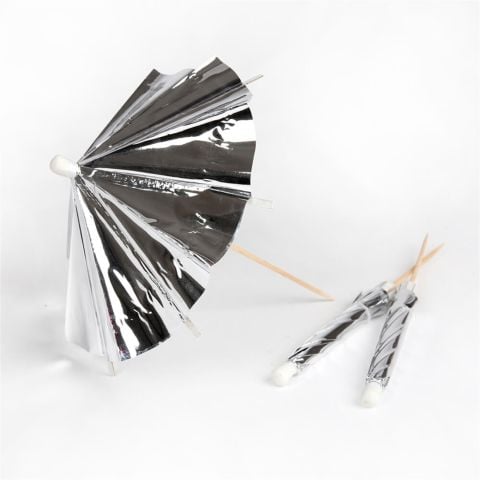 Meri Meri - Silver Long Cocktail Umbrellas - Gümüş Uzun Kokteyl Şemsiyeleri