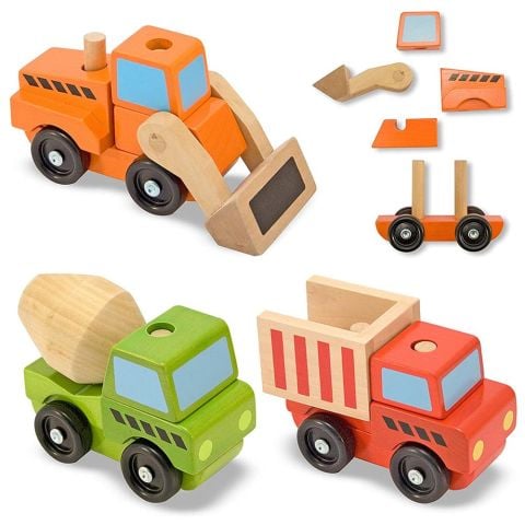 Melissa&Doug Ahşap İnşaat Araçları Stacking Construction Vehicles