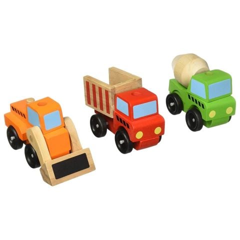 Melissa&Doug Ahşap İnşaat Araçları Stacking Construction Vehicles