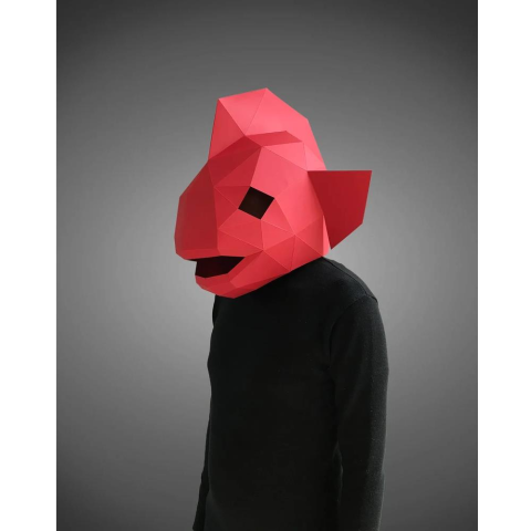3D Karton Maske - Kırmızı Balık