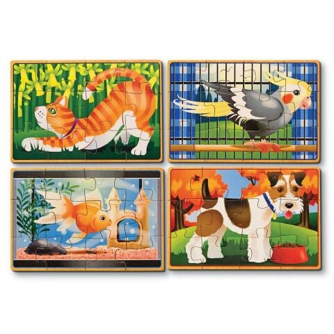 Melissa&Doug Ahşap 12x4 Puzzle Seti - Evcil Hayvanlar Yapbozu