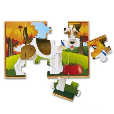 Melissa&Doug Ahşap 12x4 Puzzle Seti - Evcil Hayvanlar Yapbozu