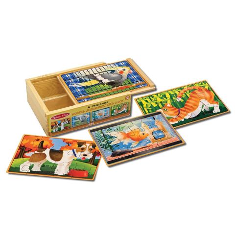 Melissa&Doug Ahşap 12x4 Puzzle Seti - Evcil Hayvanlar Yapbozu