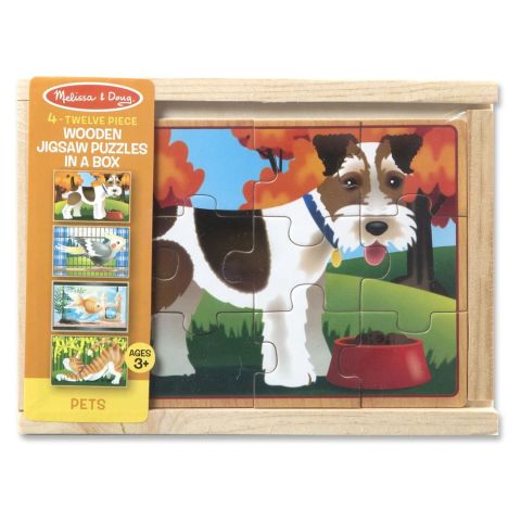 Melissa&Doug Ahşap 12x4 Puzzle Seti - Evcil Hayvanlar Yapbozu