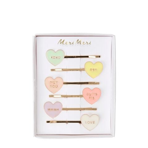 Meri Meri - Love Hearts Enamel Hair Slides - Kalpli Tokalar